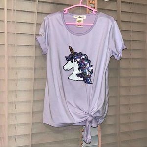 Love Cameron Girls Purple Unicorn Super Soft Front Knot Tie Shirt Top Size 6